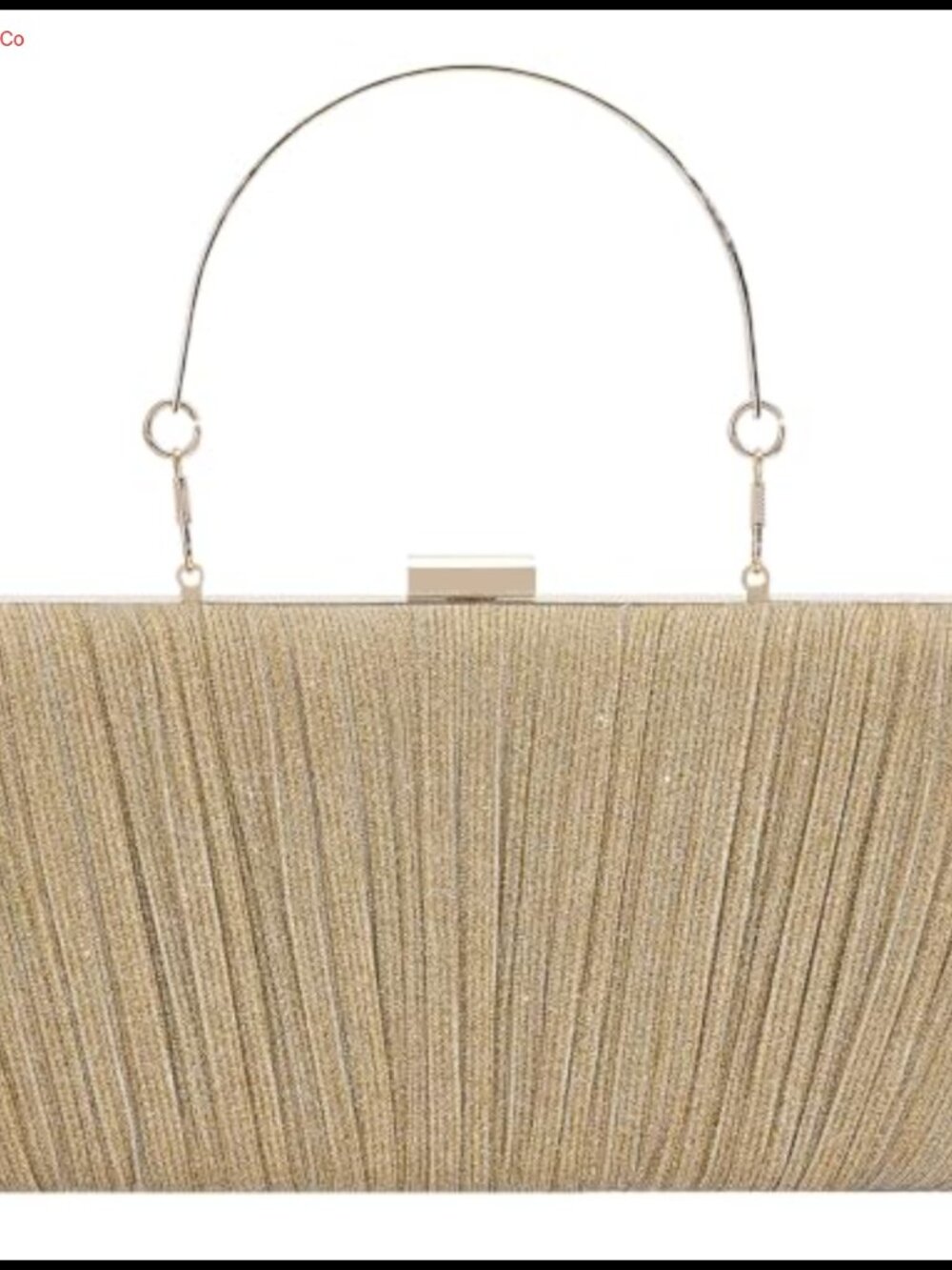 Pleated Glitter Evening Clutch with Wristlet & Detachable Chain Strap